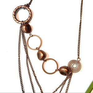 Copper Layered Necklace & Earrings Set